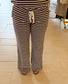 Low Rise Striped Waffle Knit Pants, Brown