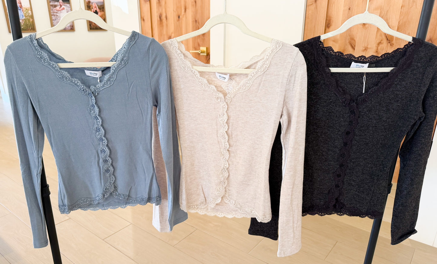 Lace Trim Cardigan Top, Multiple Colors
