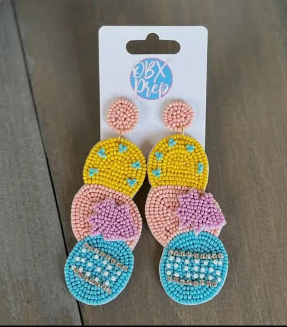 Easter Egg Beaded Dangle Earrings
