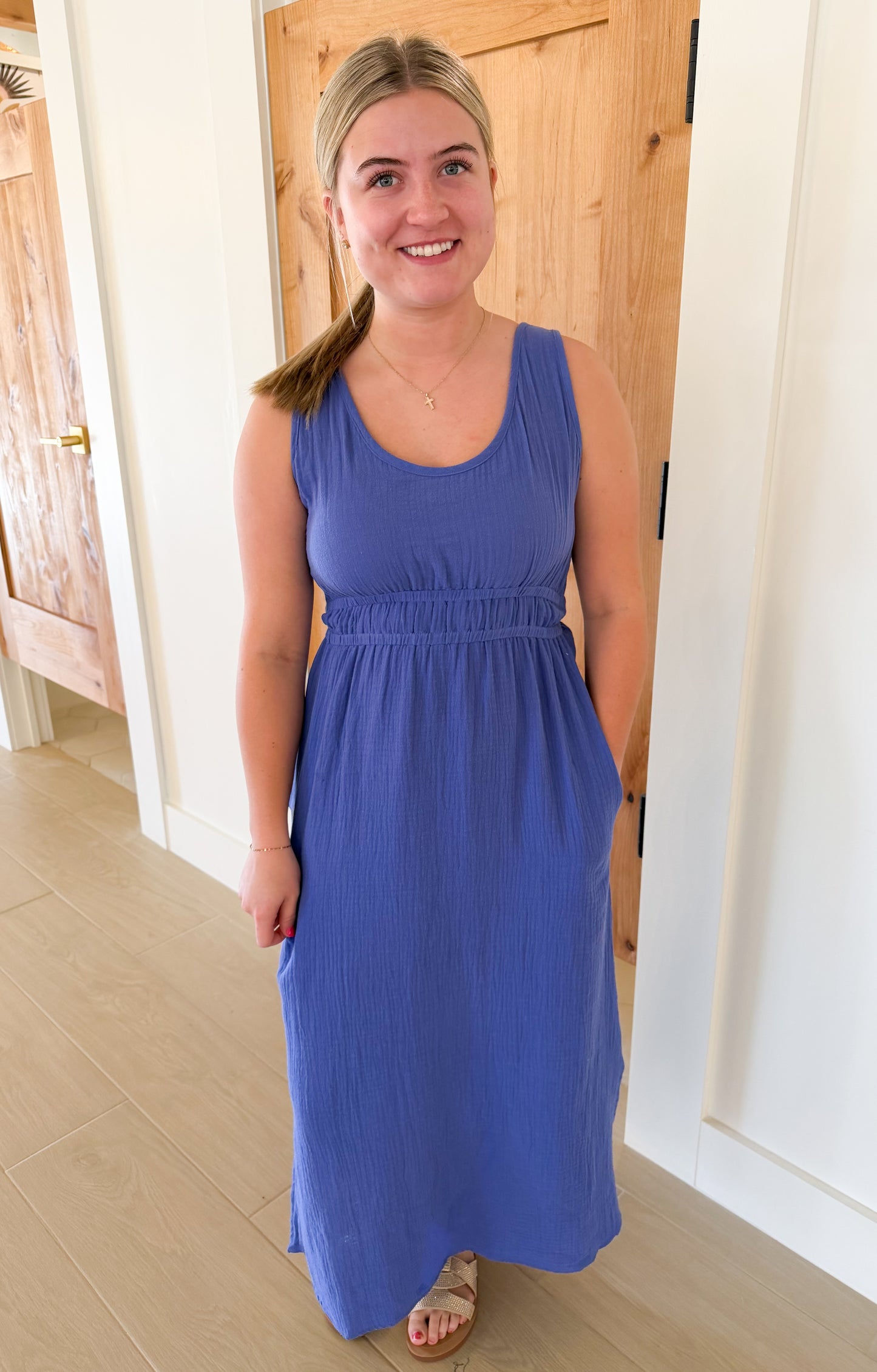 Darci Dress, Blue Billow