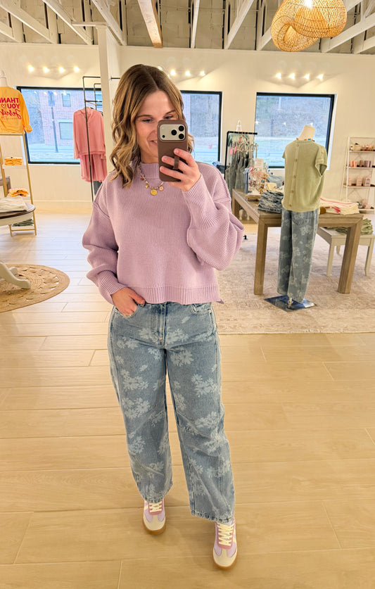 Floral Washed Barrel Jeans