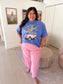 Striped Relaxed Pants, Peony Pink