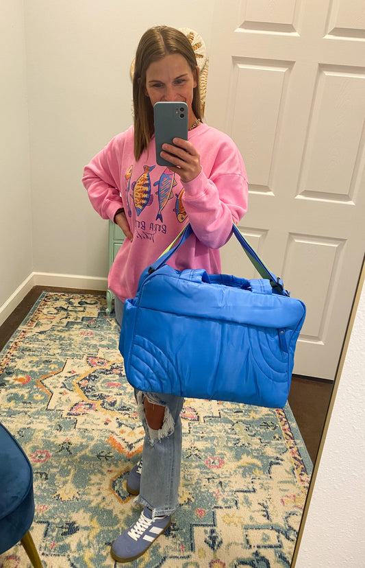 Modern Puffer Duffle, Cobalt Blue