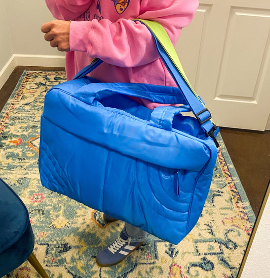 Modern Puffer Duffle, Cobalt Blue