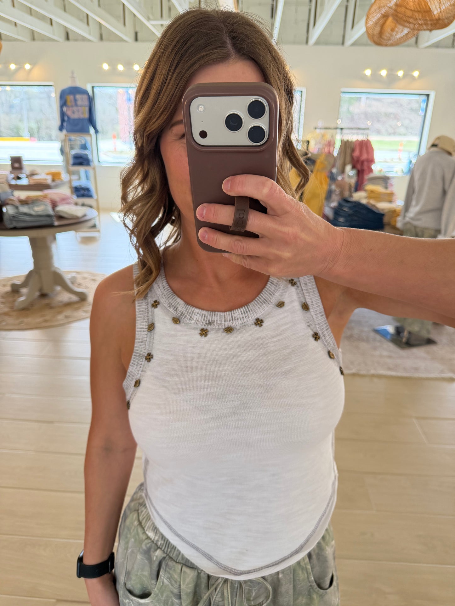 Midnight Stud Tank, Off White