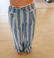 Stripe Linen Pants, Blue Combo