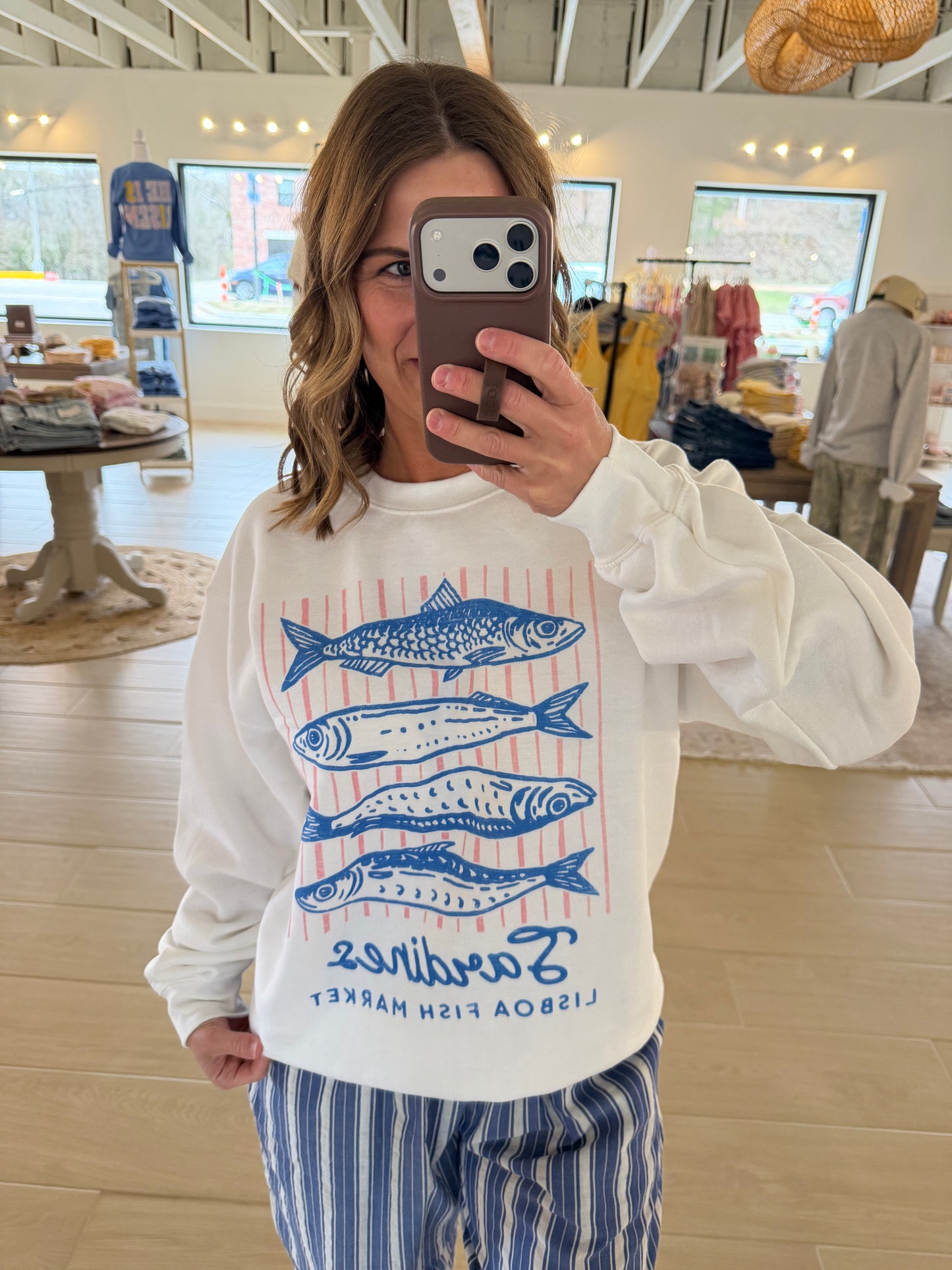 Sardines Lisboa Fish Market Oversized Graphic Sweatshirt