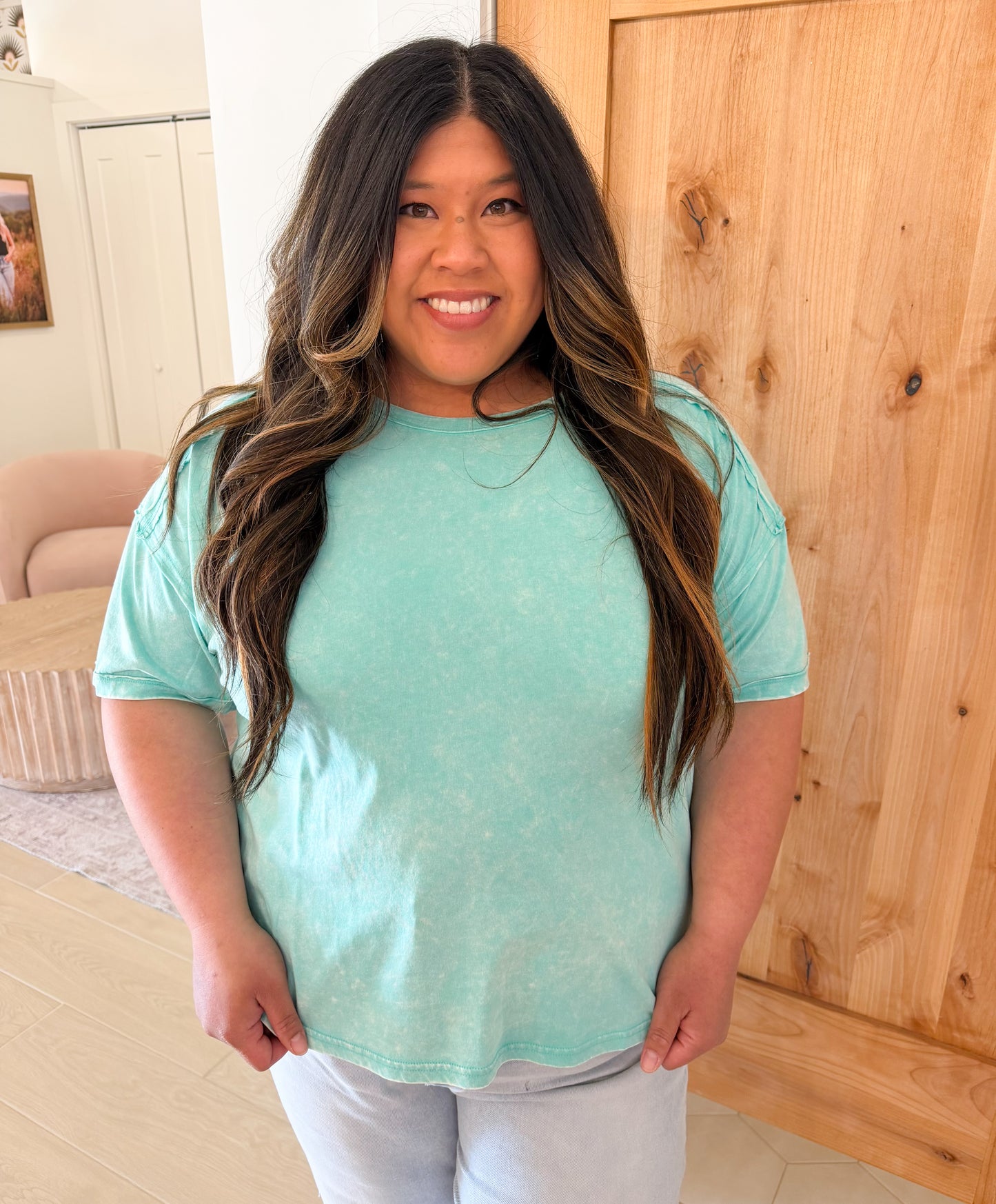 Acid Wash Tee, Mint