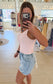 Risen High Rise Distressed Shorts, Light