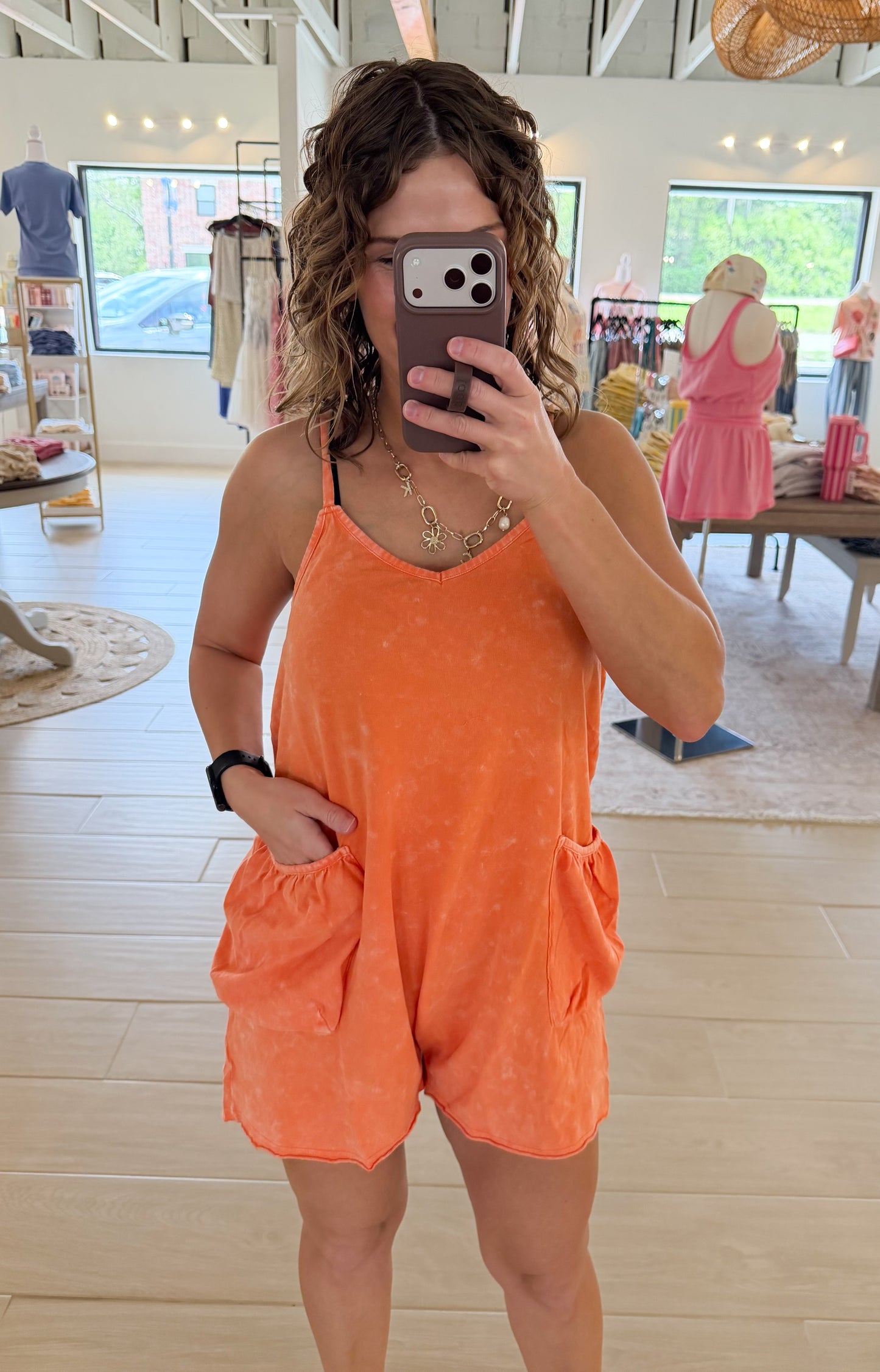 Chill Mode Romper, Coral