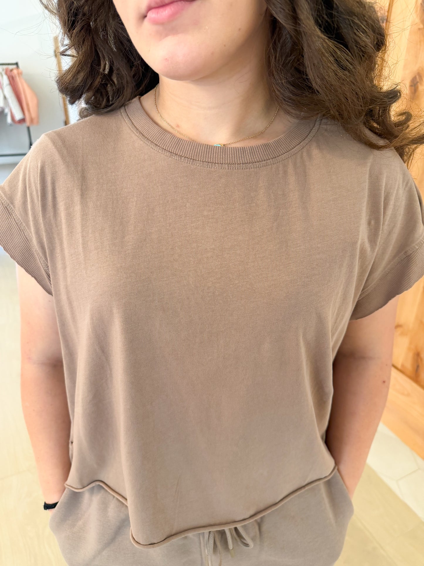 Open Back Tee, Silken Taupe