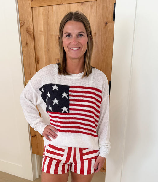 American Flag Lightweight Sweater