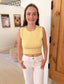 Sweetheart Bow Sweater Top, Yellow