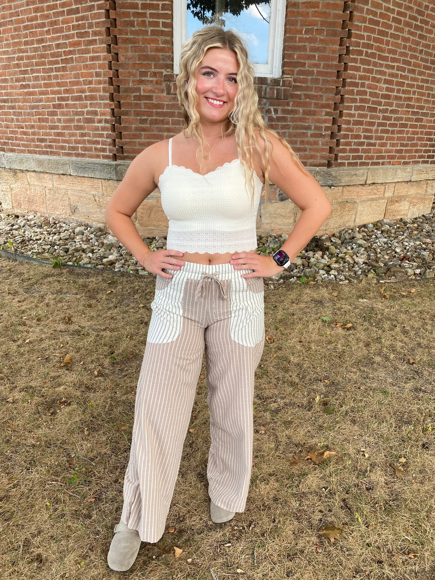 Contrast Pocket Stripe Pants