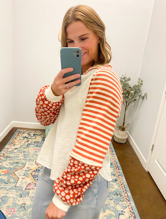 Floral & Stripe Top