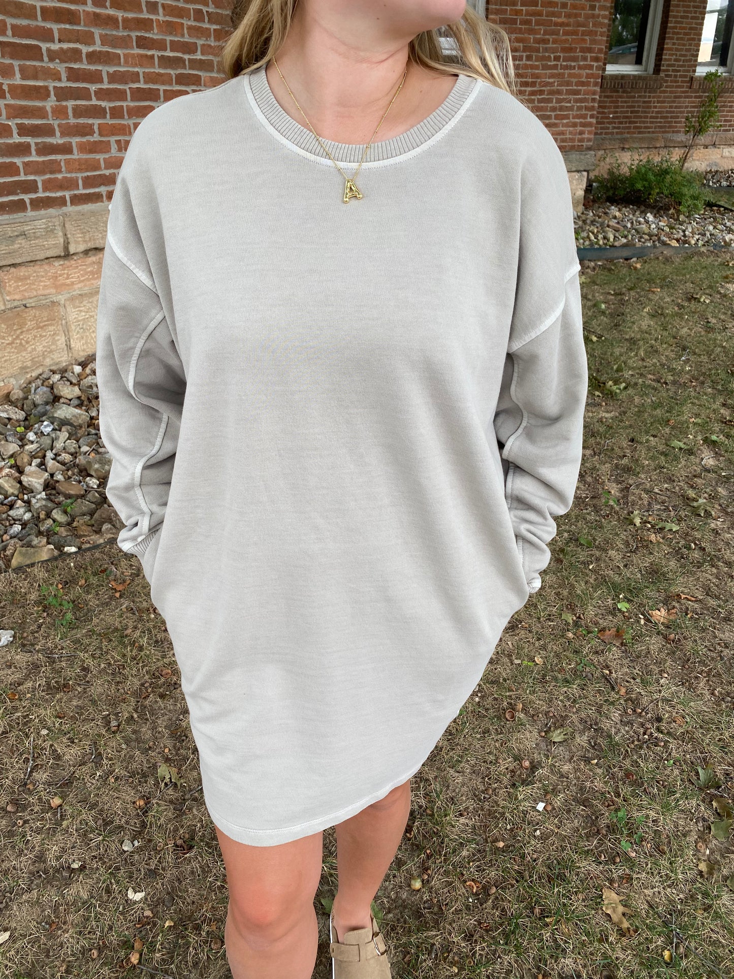 Washed Tunic Dress, Ash Mocha