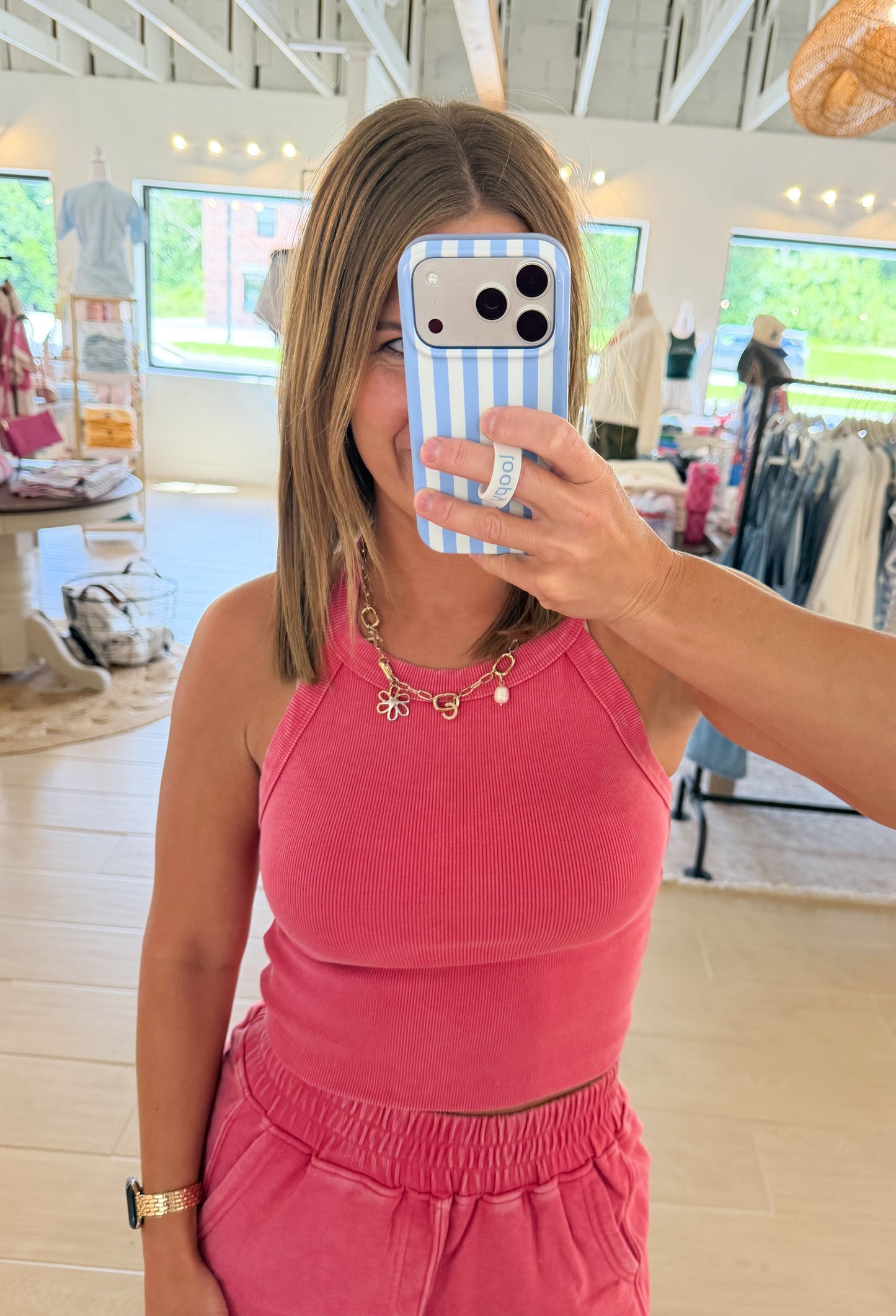 Mineral Wash Halter Tank, Strawberry