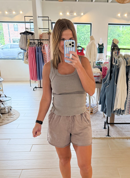 Mineral Washed Terry Short, Mocha