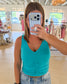 V Neck Shirred Tank, Multiple Colors