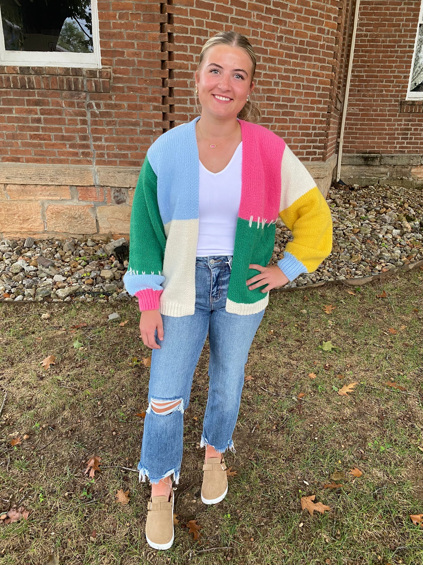 Colorblock Open Cardigan