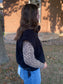 Side Bow Oversized Sherpa Vest, Mocha, Black