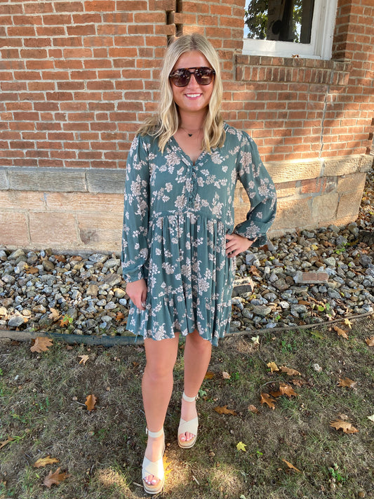 Wild Sage Ruffle Dress