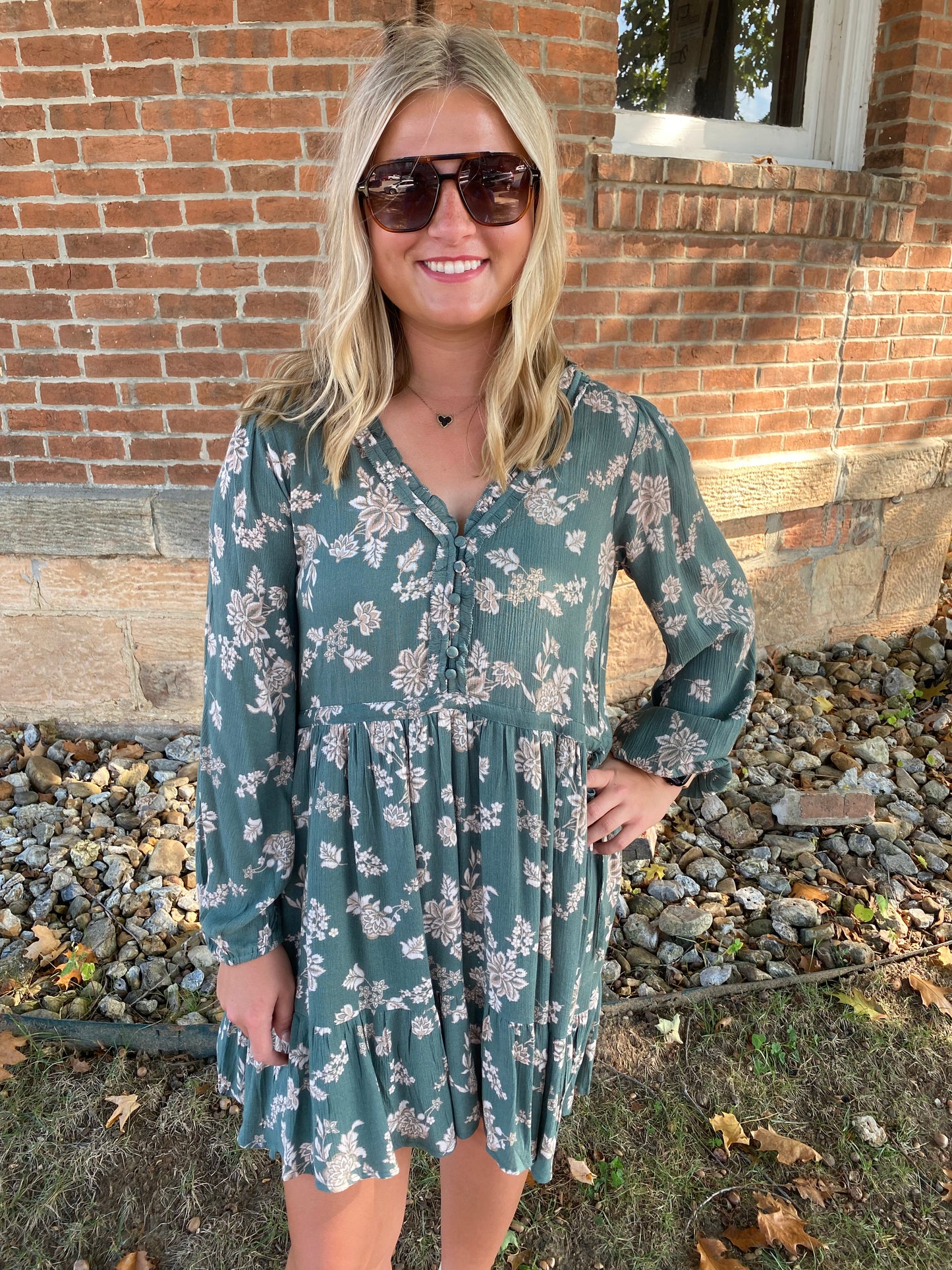 Wild Sage Ruffle Dress