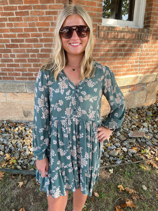 Wild Sage Ruffle Dress