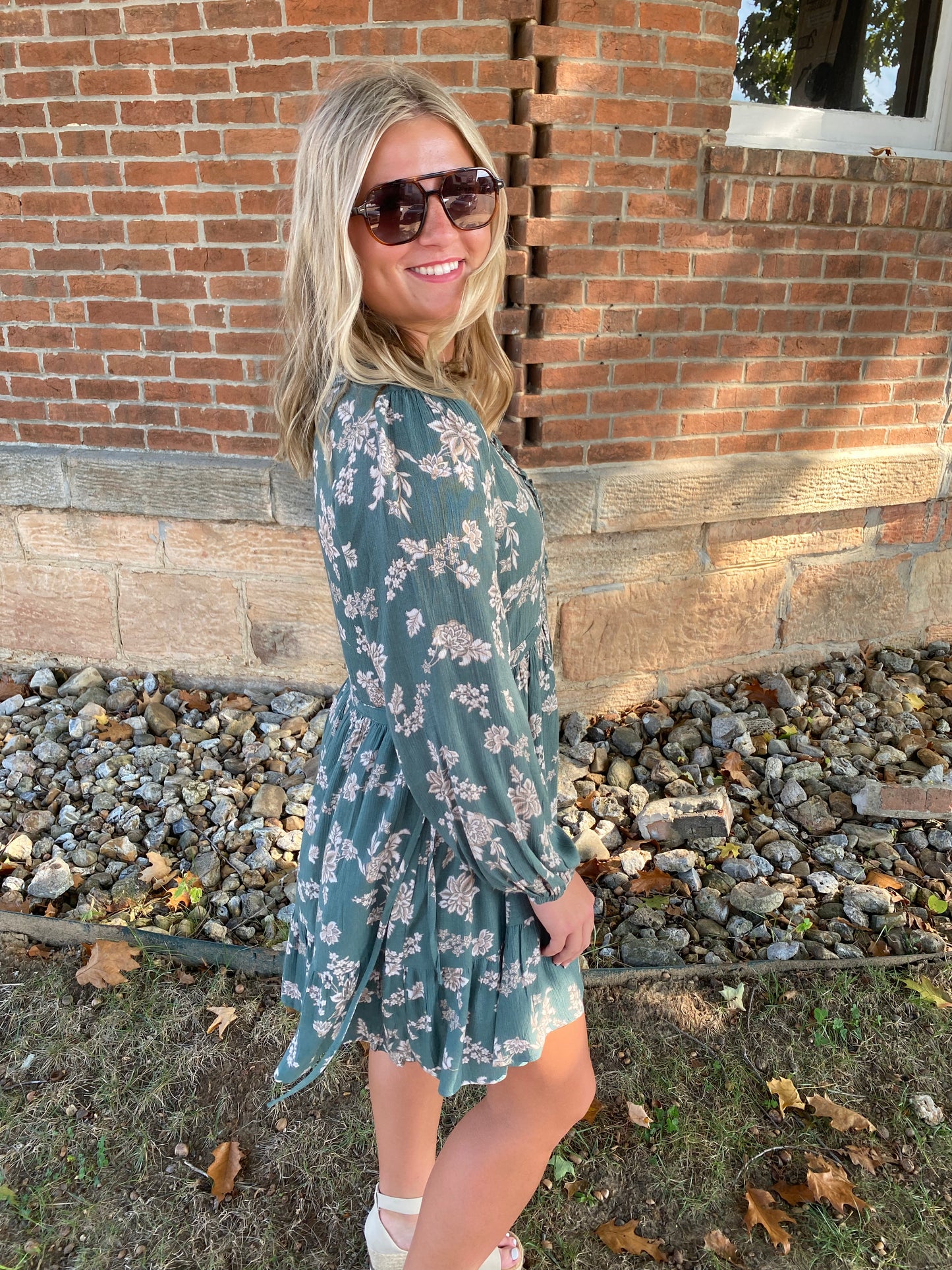 Wild Sage Ruffle Dress