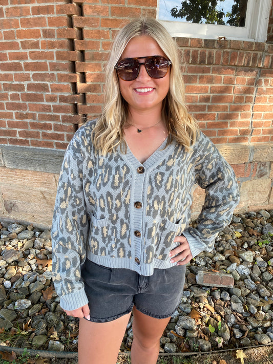 Leopard Cardigan with Pockets