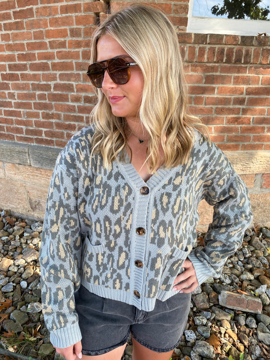 Leopard Cardigan with Pockets