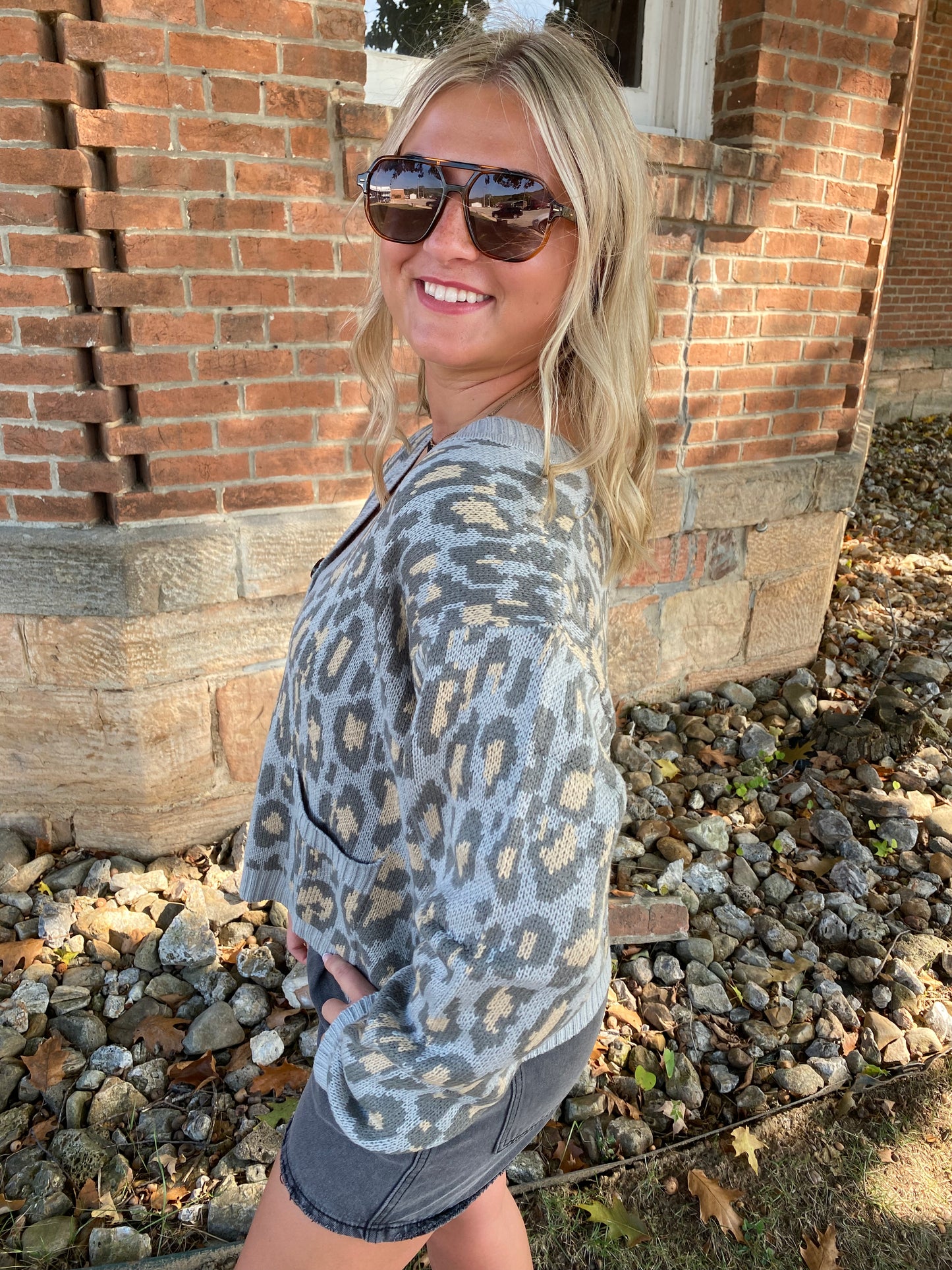 Leopard Cardigan with Pockets