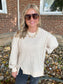 Oversized Waffle Knit Casual Top, Cream