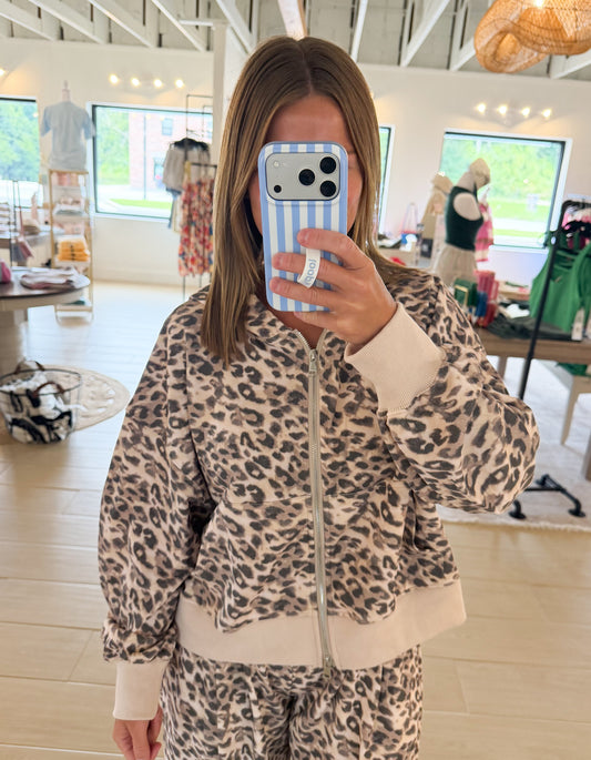Leopard Print Zip Up Jacket