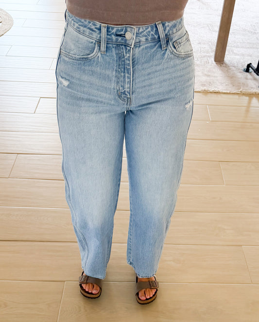 Vervet Super High Rise Light Wash Crop Barrel Jeans