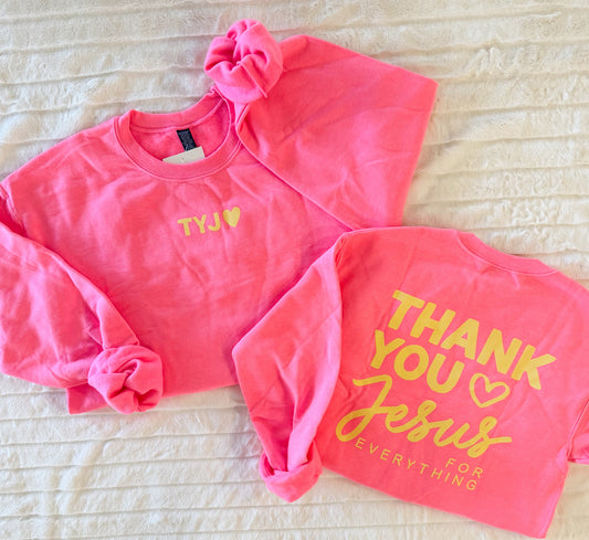 Thank You Jesus Pullover, Pink