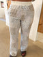 Floral Patchwork Quilted Lounge Pants, Cream
