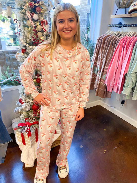 Vintage Santa Striped Pajama Set