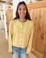 Raw Edge Seam Button Down Cardigan, Butter Yellow