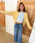 Raw Edge Seam Button Down Cardigan, Butter Yellow
