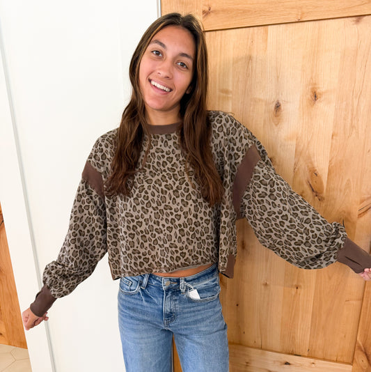 Animal Print Open Back Long Sleeve