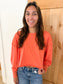 Open Back Long Sleeve Top, Orange