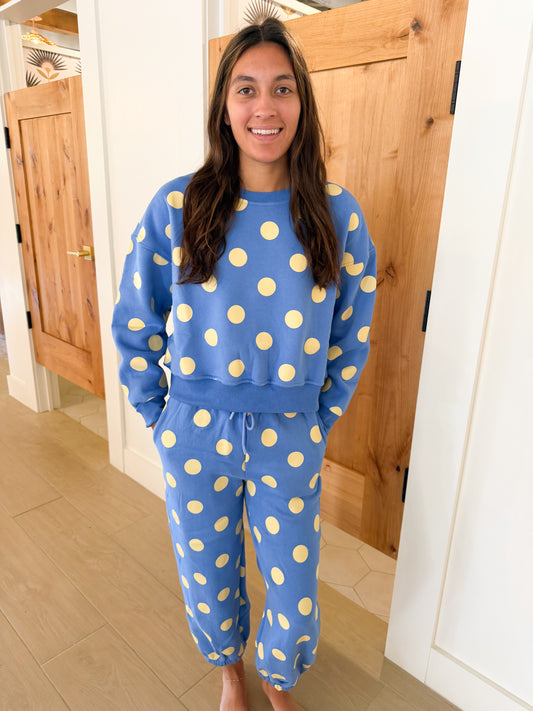 Polka Dot Sweatpants, Blue