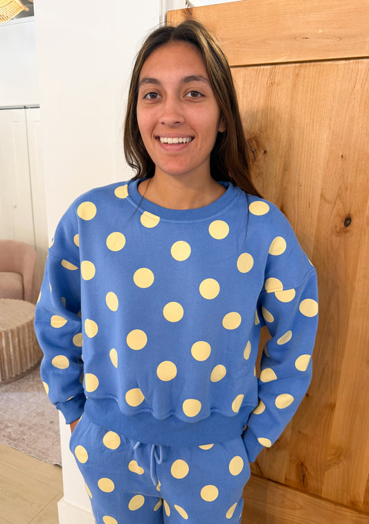 Polka Dot Sweatshirt, Blue