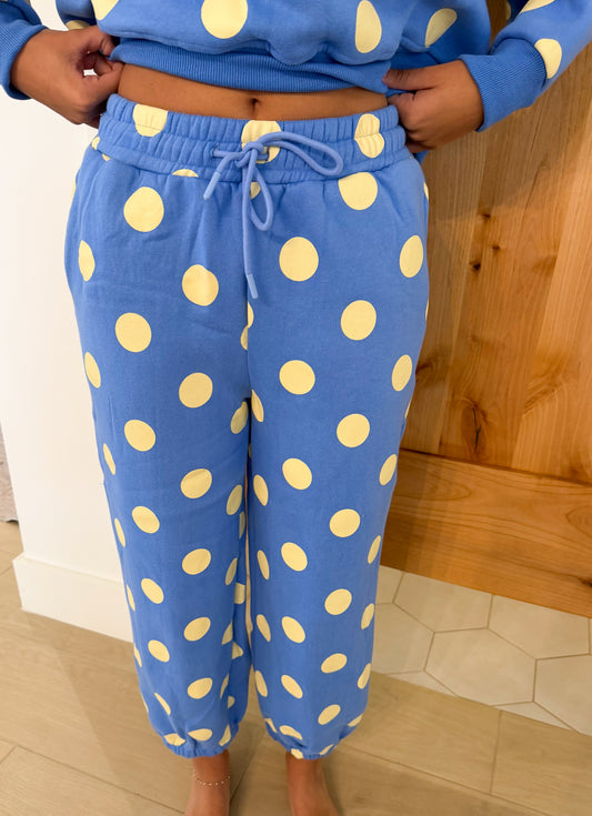 Polka Dot Sweatpants, Blue
