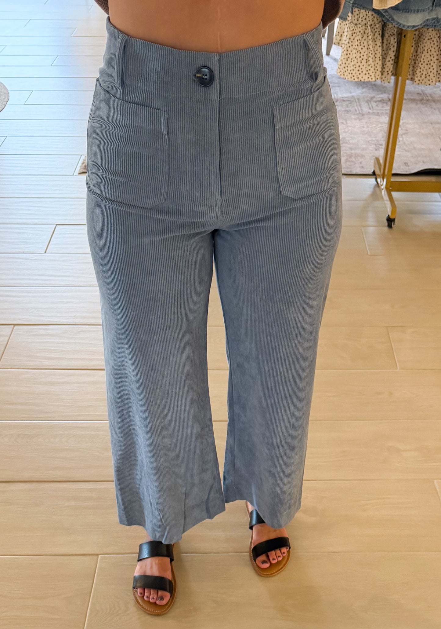 Corduroy Patch Pocket Pants, Steel Blue