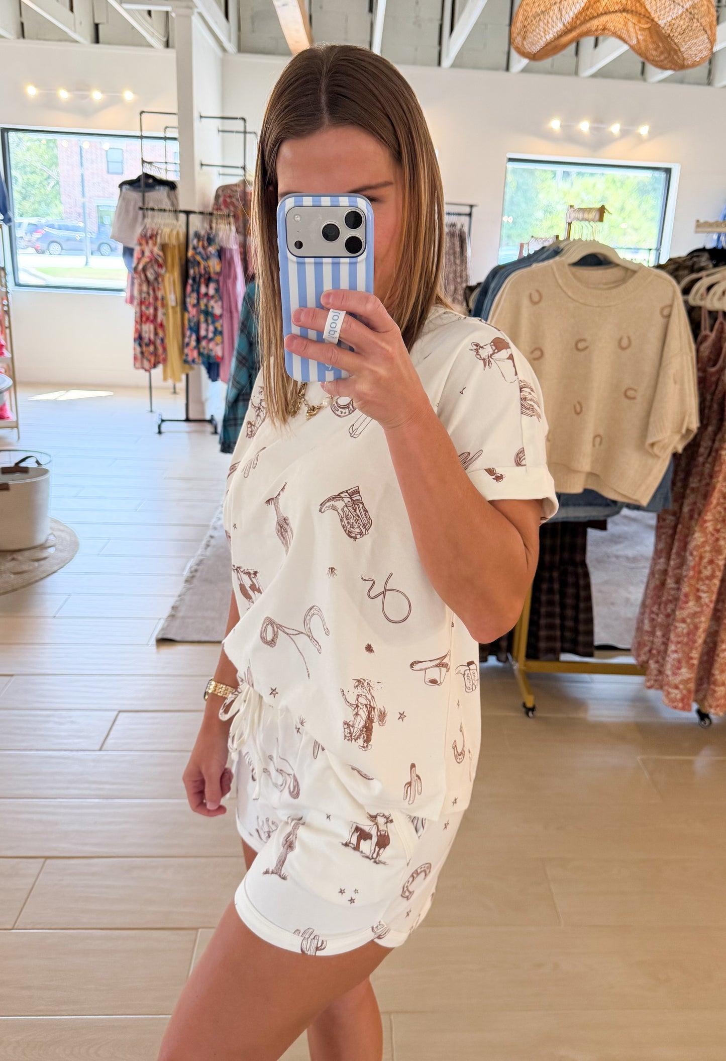 Western Print Lounge Shorts