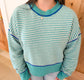 Contrast Stripe Sweater, Sea Foam