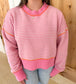 Contrast Stripe Sweater, Pink