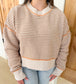 Contrast Stripe Sweater, Taupe